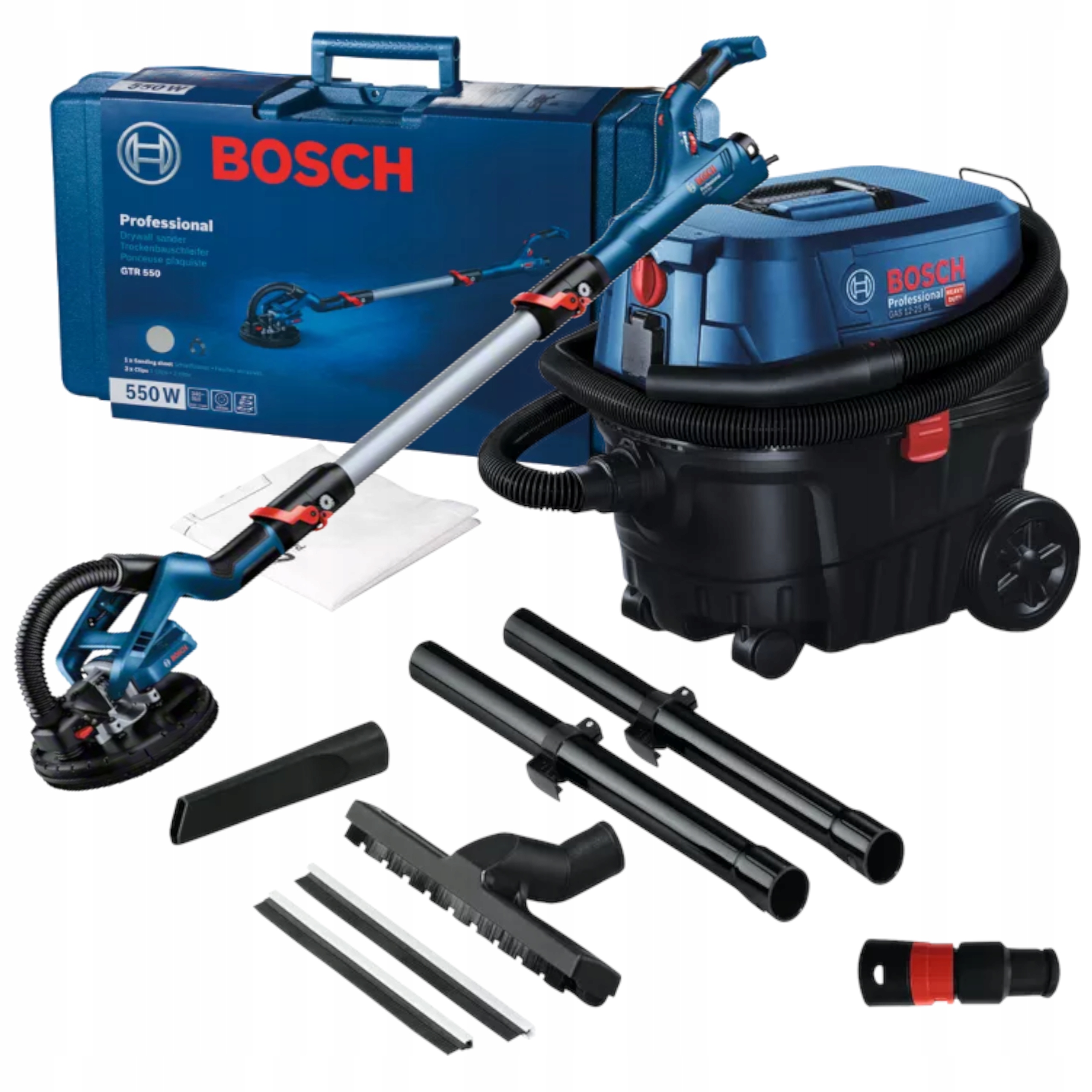 SZLIFIERKA-DO-SCIAN-GIPSU-ZYRAFA-BOSCH-GTR-550-ODKURZACZ-GAS-12-25-PL